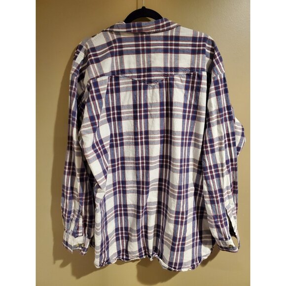 Men's Justin Original Workwear 100% Cotton Red & Blue Plaid Long Sleeve Button - Picture 5 of 5